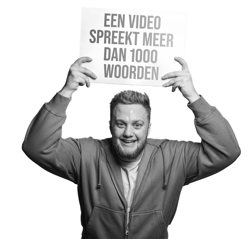 Josh met tekstbord: 'Een video spreekt meer dan 1000 woorden'
